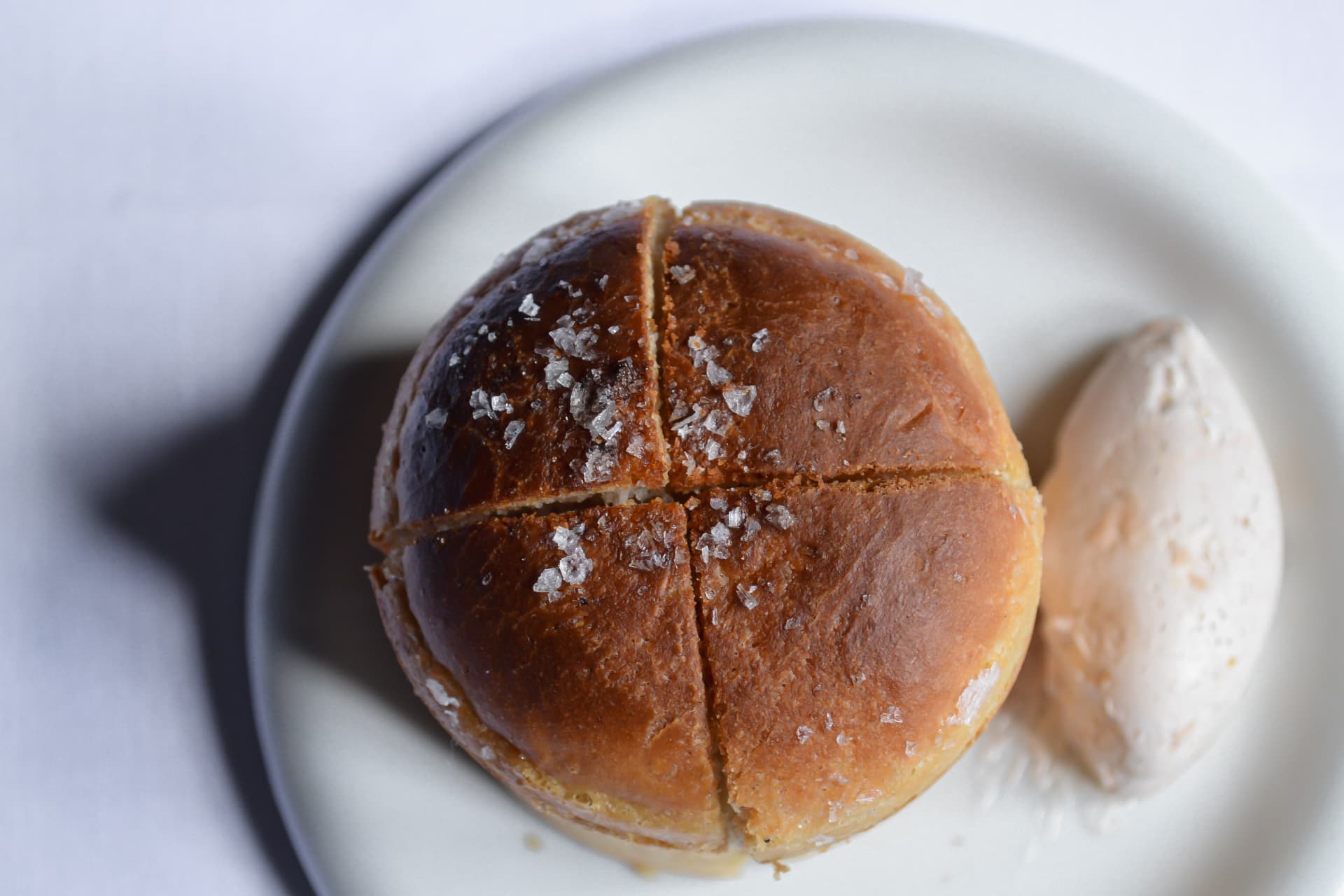 Fresh bread with whipped butter